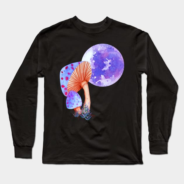 Mushroom Moon magic Long Sleeve T-Shirt by sharanarnoldart